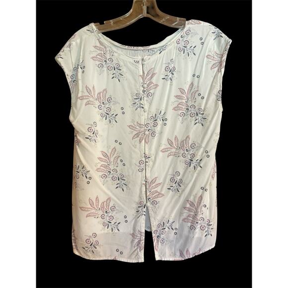 Abercrombie & Fitch Floral Paisley Print Blouse Tank M White Buttons Sleeveless - Picture 2 of 3